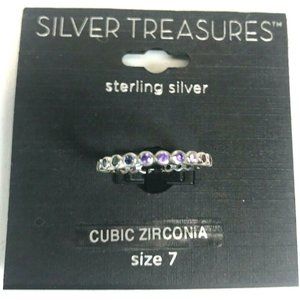 Sterling Silver Cubic Zirconia Ring Size 7 Silver Treasures NEW on Card